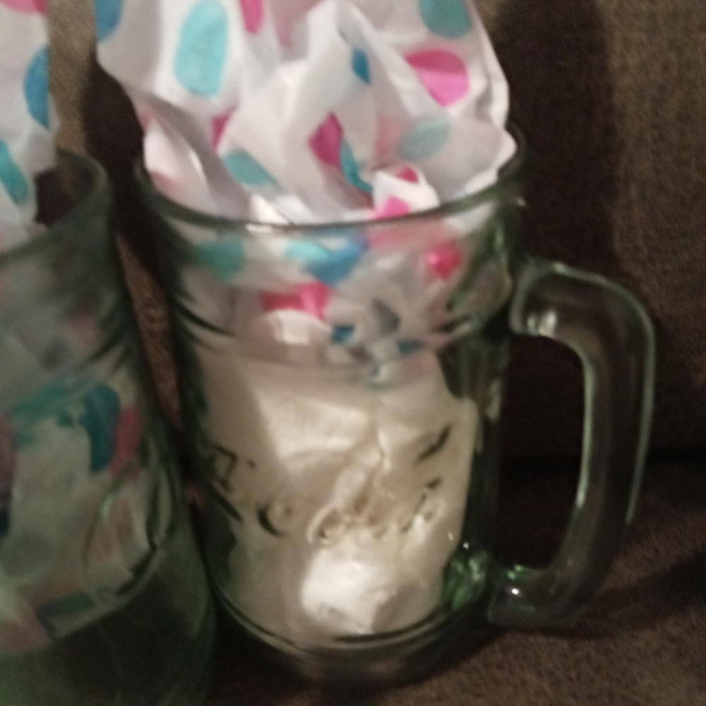 VTG Coca Cola Green Tinted Embossed Heavy Mug